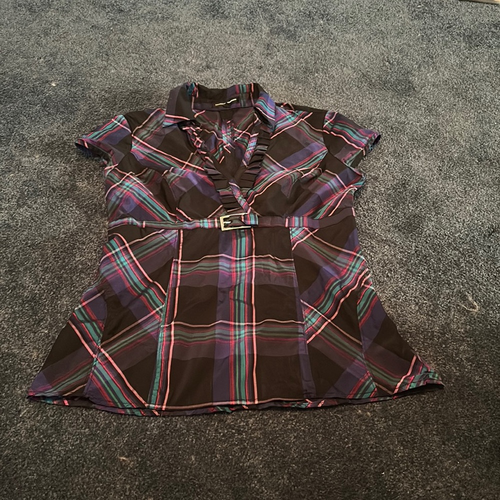 Express Purple plaid blouse L